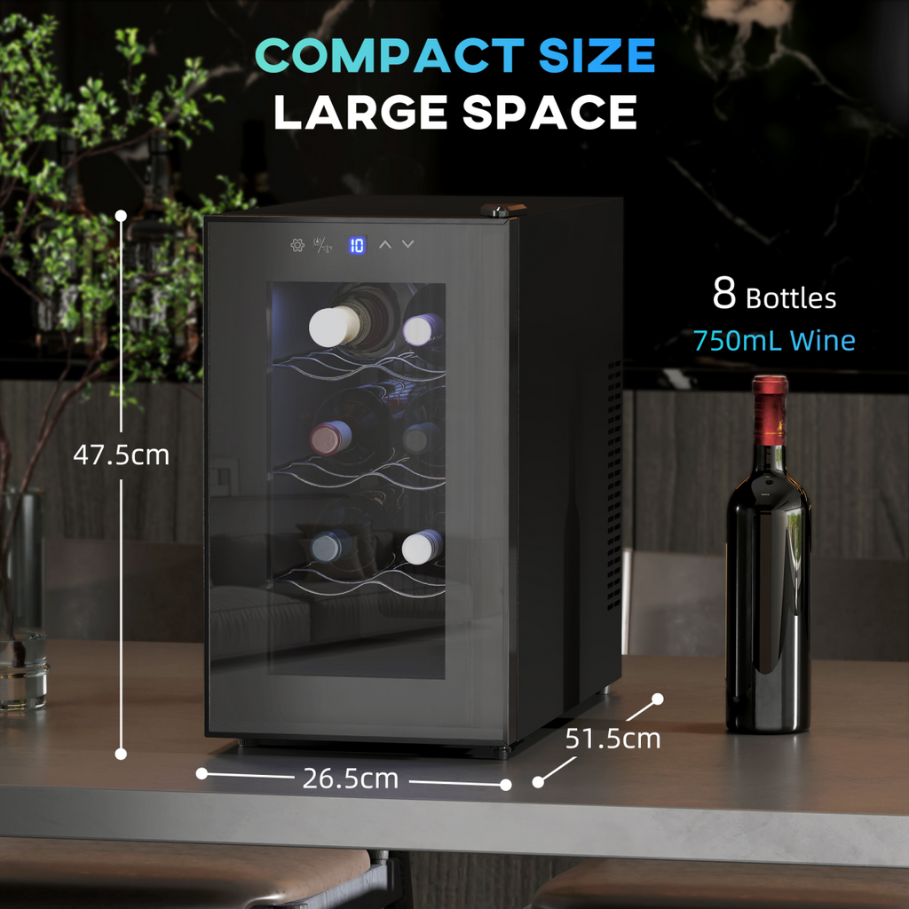 HOMCOM Freestanding Wine Cooler Fridge with 8 Bottle, 21 Litre Capacity
