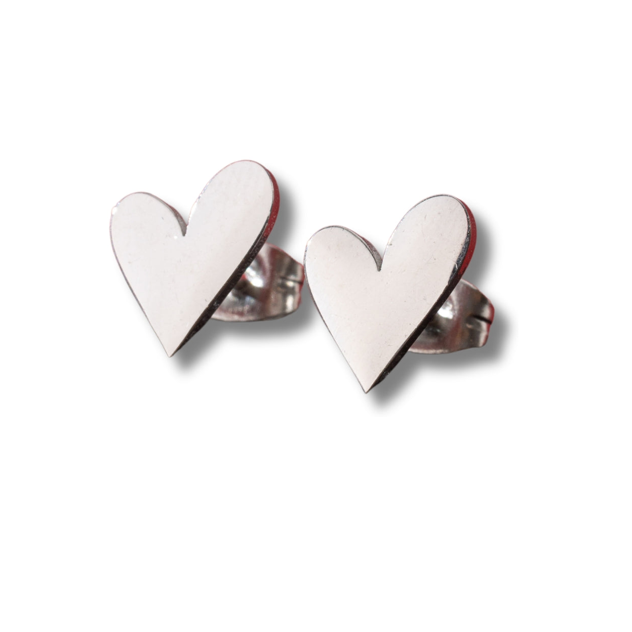 Tilted Heart Stud Earrings