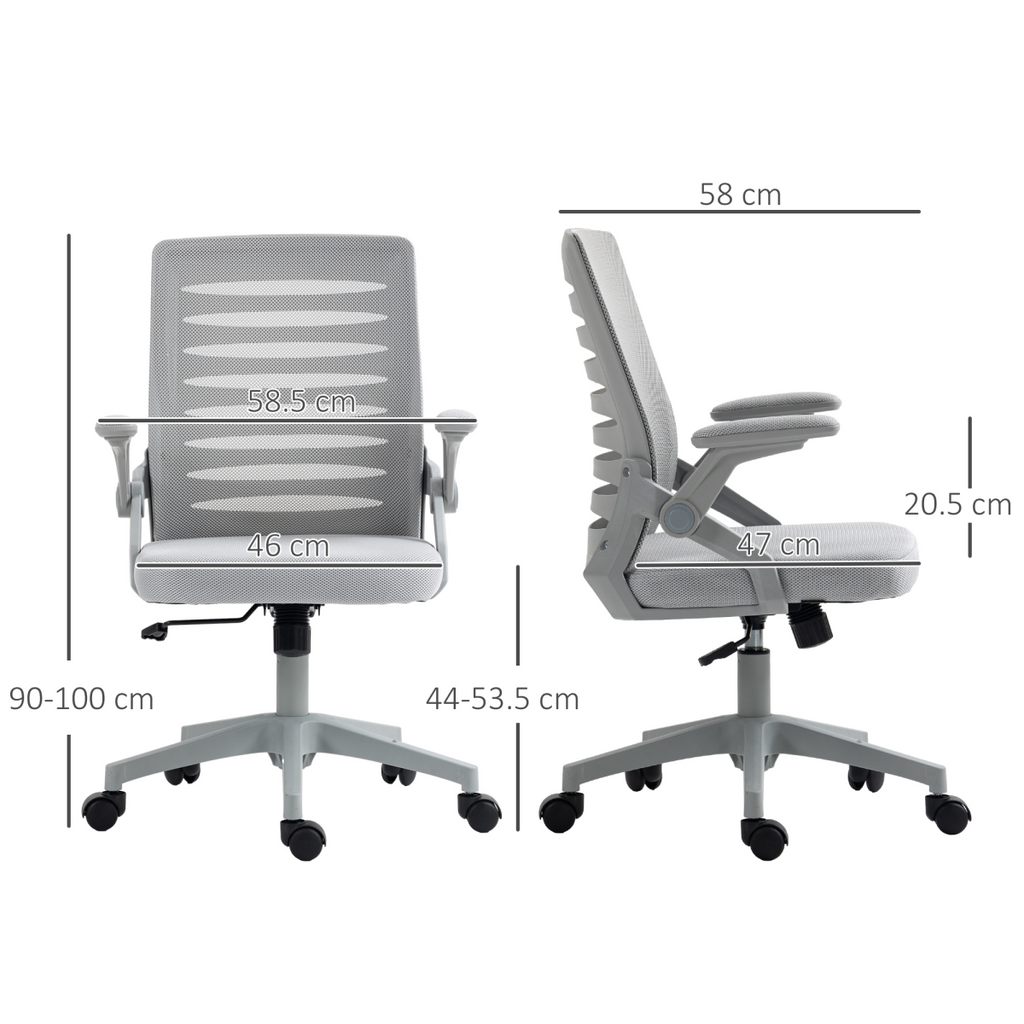 Vinsetto Mesh Office Chair Home Swivel Task Chair with Lumbar Support, Arm, Grey
