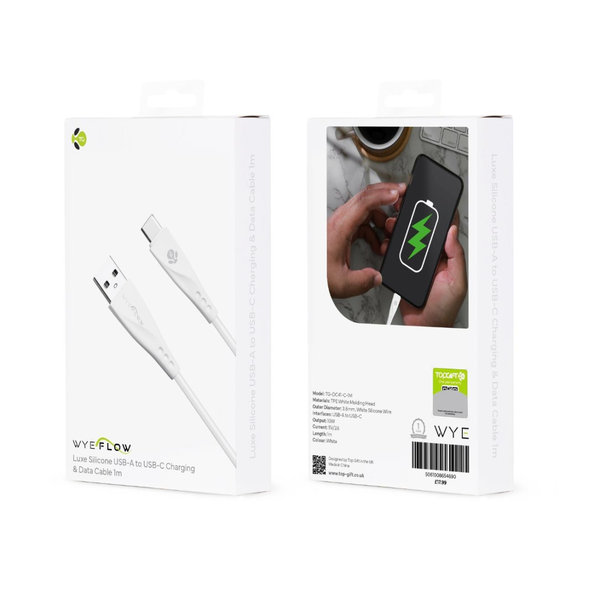 WYEFLOW Luxe Silicone USB to USB-C Charging & Data Cable 3m