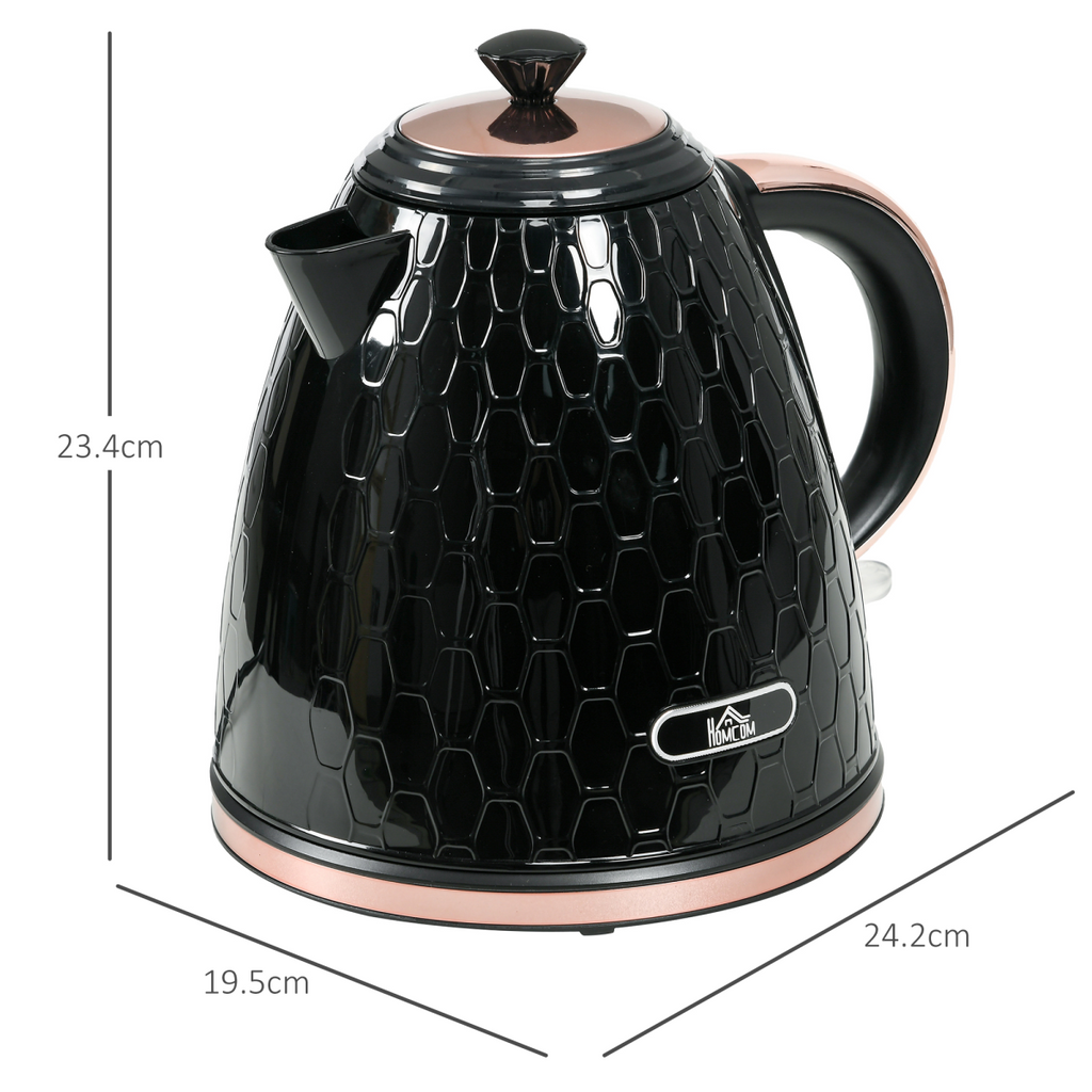 HOMCOM Electric Kettle, Fast Boil, 1.7L, 3kW, Swivel, Auto Shut-off, Black