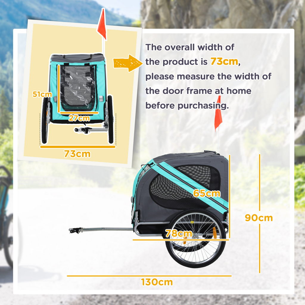 Pet Bicycle Trailer Dog Cat Bike Carrier Water Resistant W/ Hitch Coupler Green