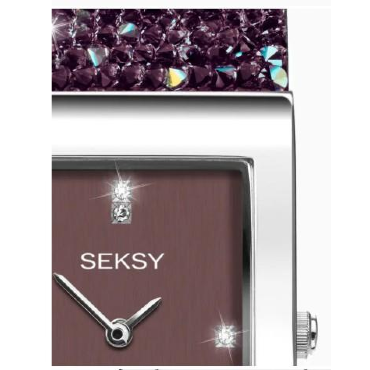 Sekonda Seksy Ladies Bling Rectangular Purple Dial & Purple stone Stainless Steel