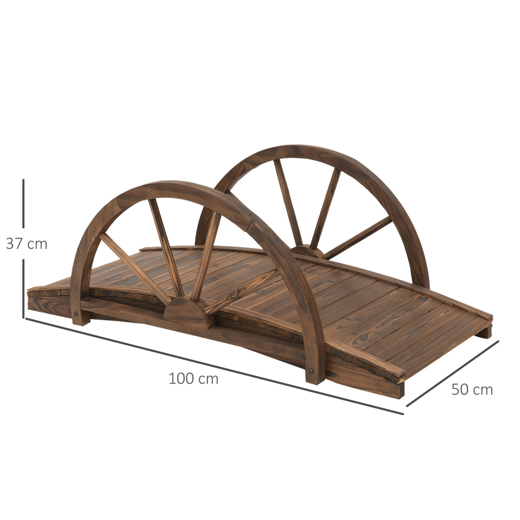 Fir Wood Outdoor Garden Decor Walkway Bridge Brown