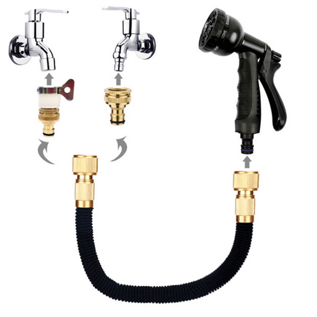 Heavy Duty 100FT Expandable Garden Hose Pipe Flexible With Water Spray Gun UK