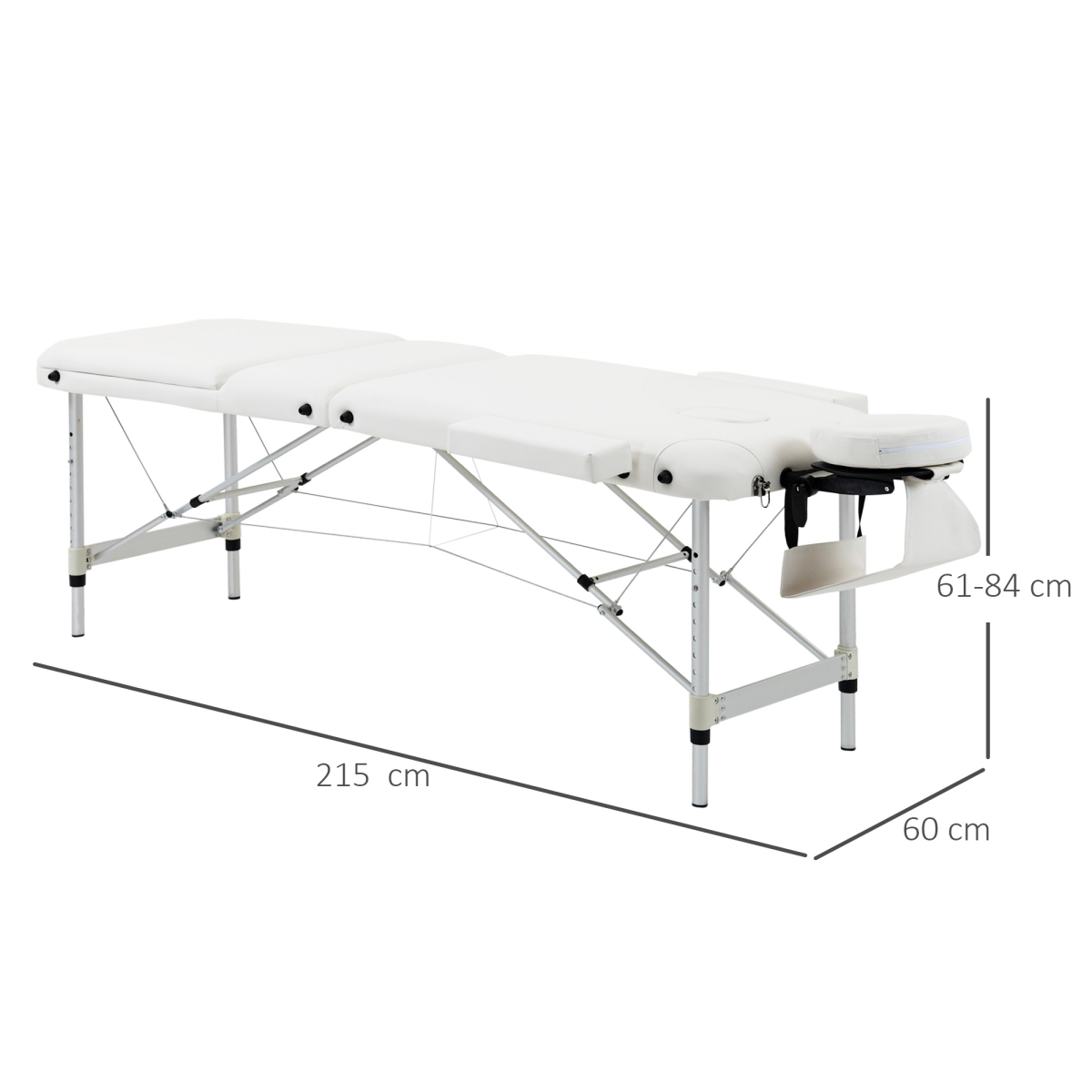 HOMCOM Folding PVC Leather Massage Table Aluminium Frame with Headrest