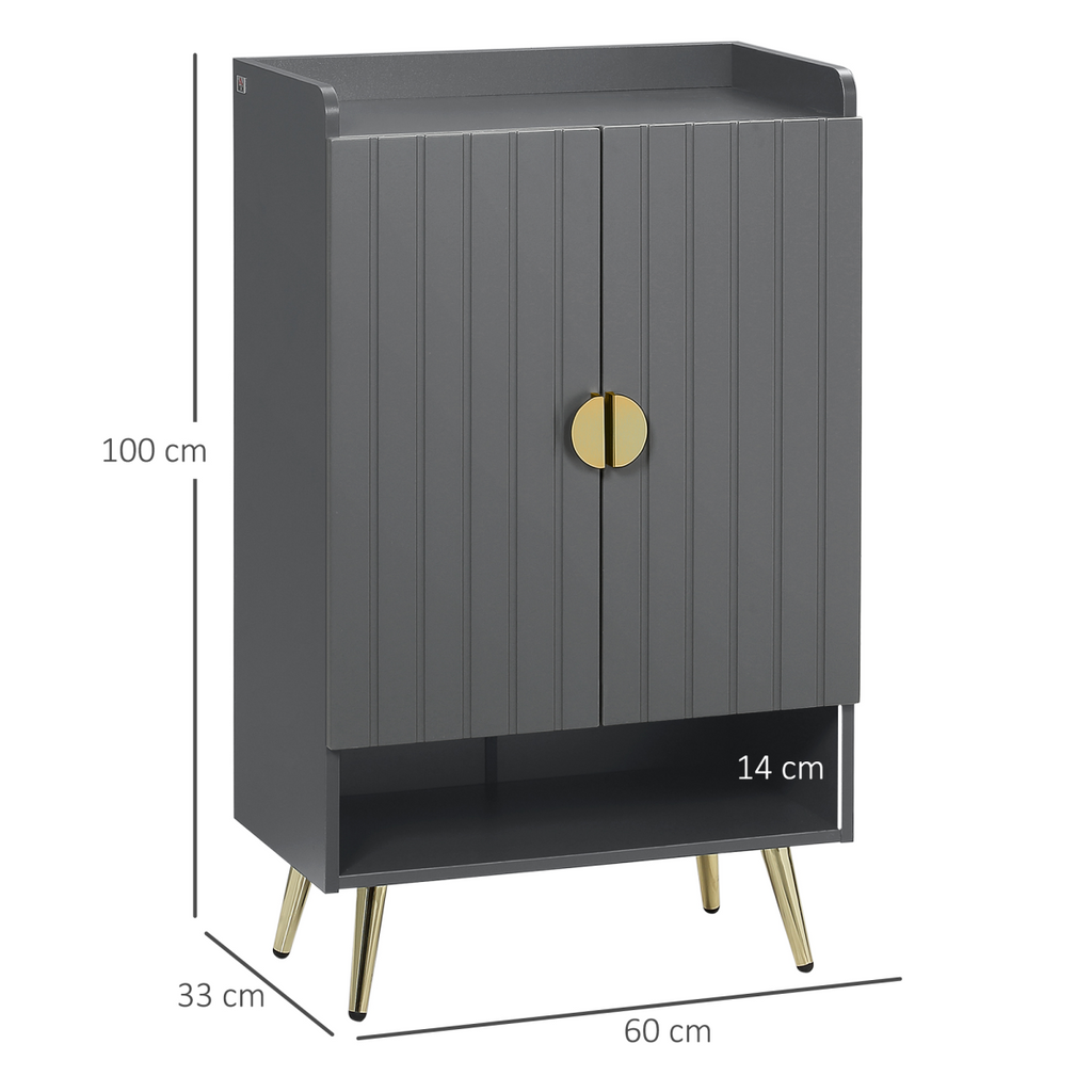 Modern Hallway Shoe Cupboard w/ Open Compartment Adjustable Shelf for Entryway