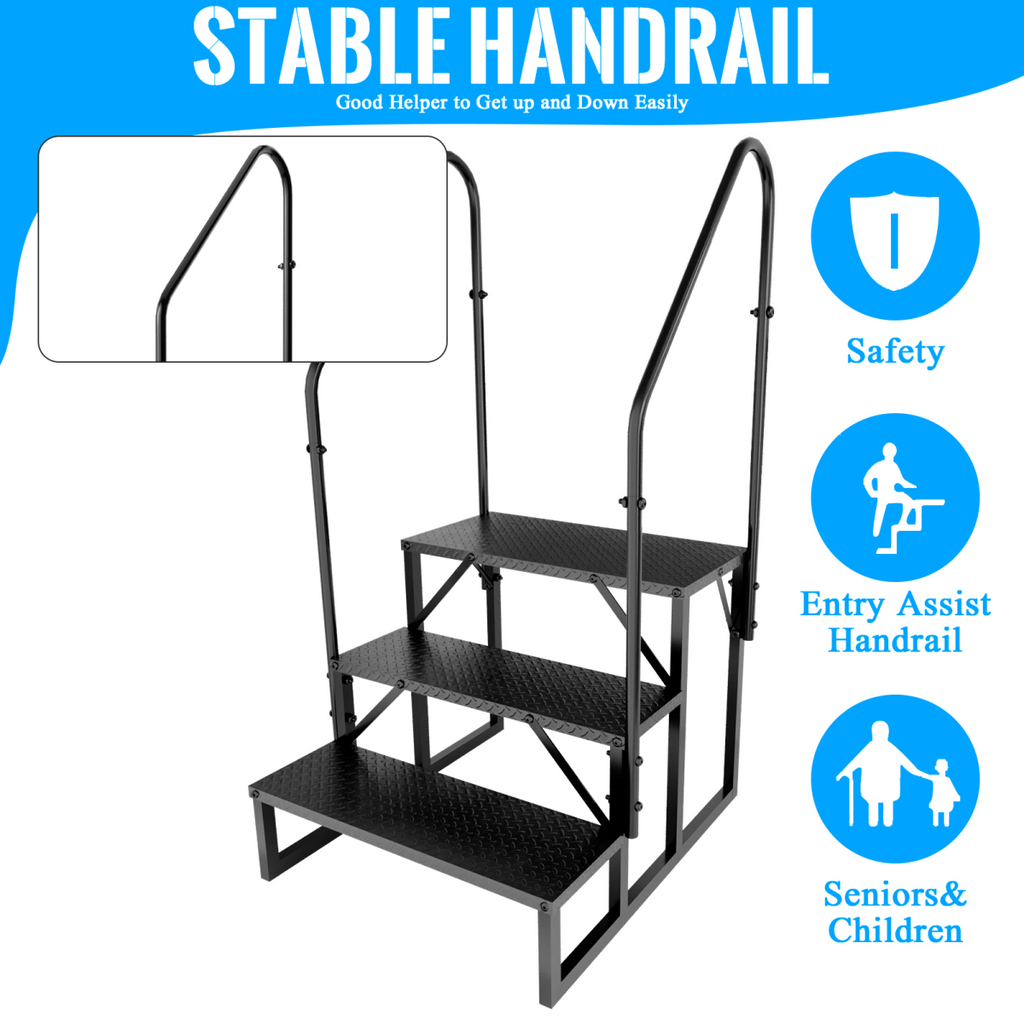 RV Step 3 Step Ladder, RV Step with Handrails