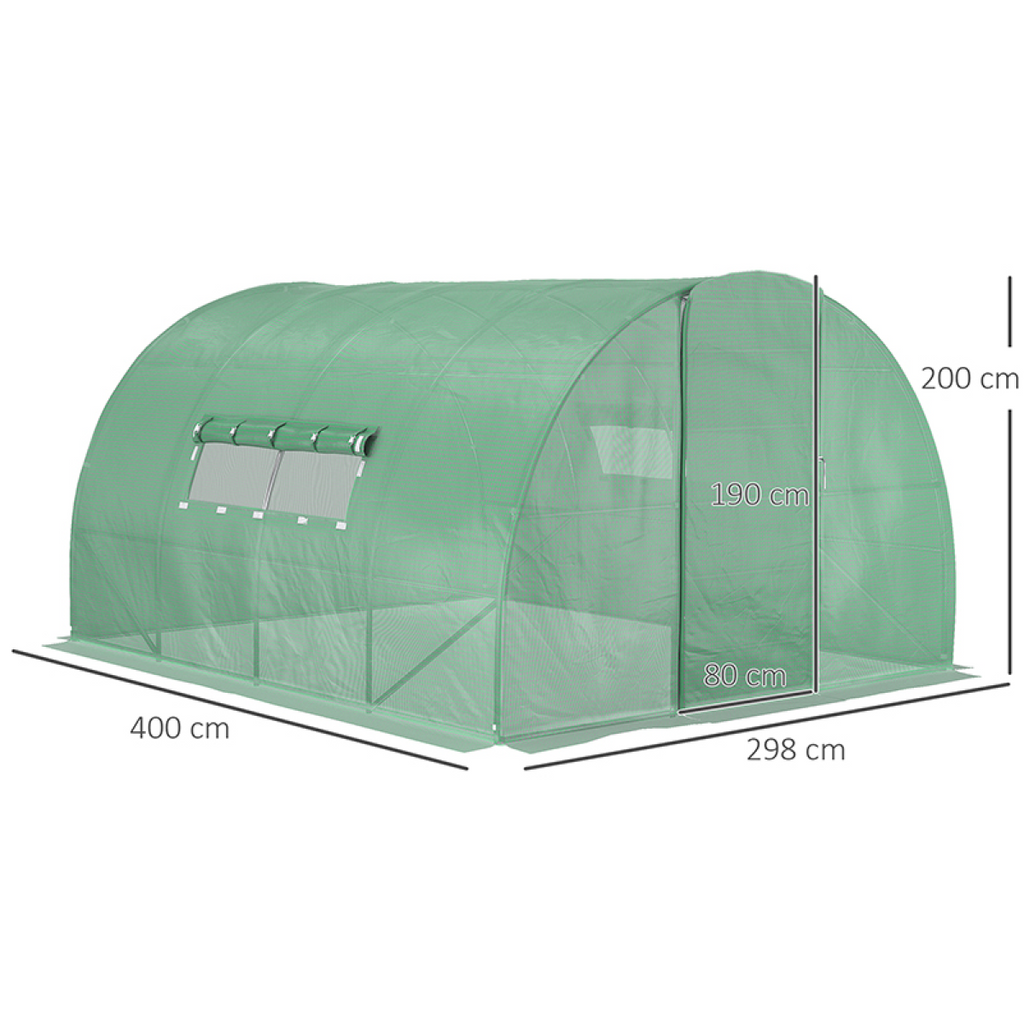 4 x 3M Walk-in Garden Polytunnel Greenhouse Galvanised Steel W/ Door
