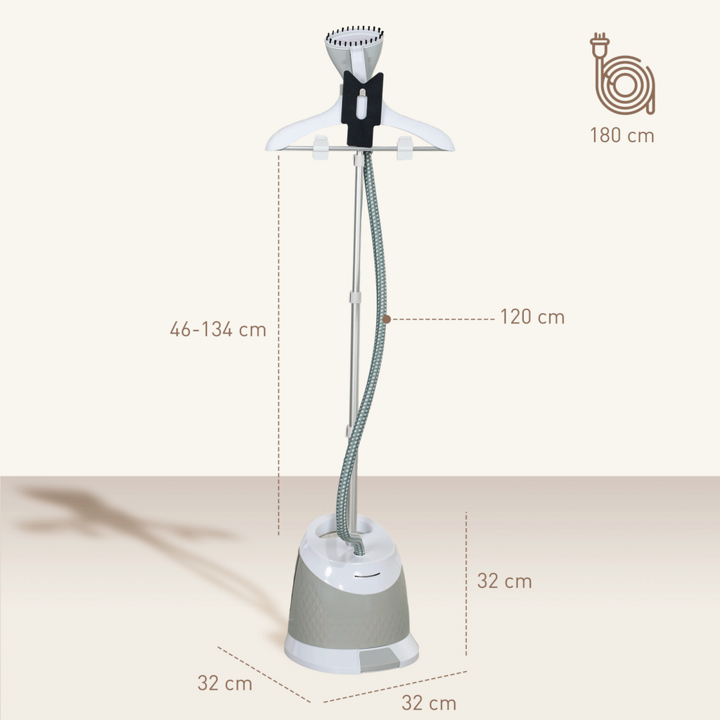 HOMCOM Clothes Steamer, Garment Steamer Clothing Wrinkle Remover, Grey