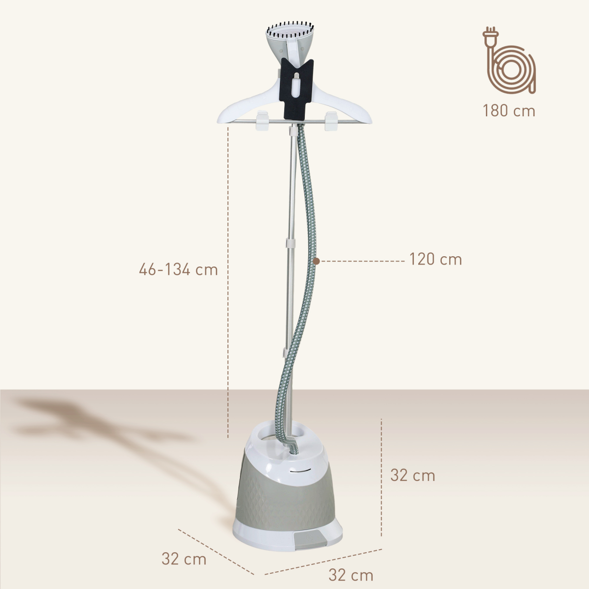 HOMCOM Clothes Steamer, Garment Steamer Clothing Wrinkle Remover, Grey