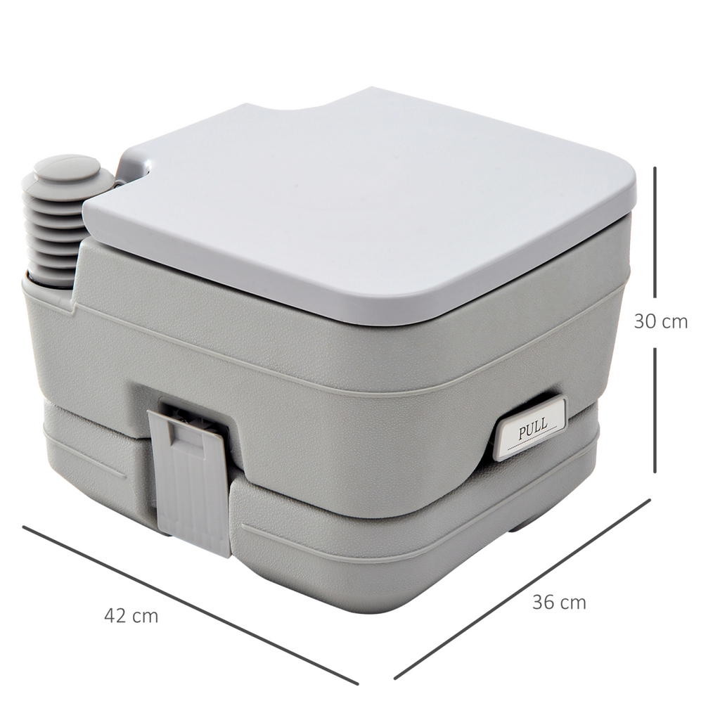 10L Portable Travel Toilet Outdoor Camping with 2 Detachable Tanks Grey HOMCOM