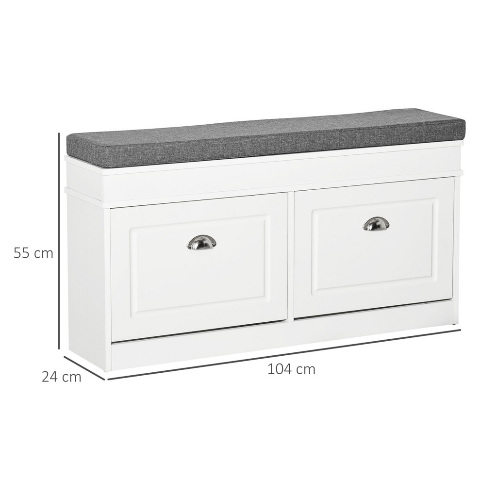 Shoe Storage Bench with Seat Cushion Cabinet Organizer with 2 Drawers