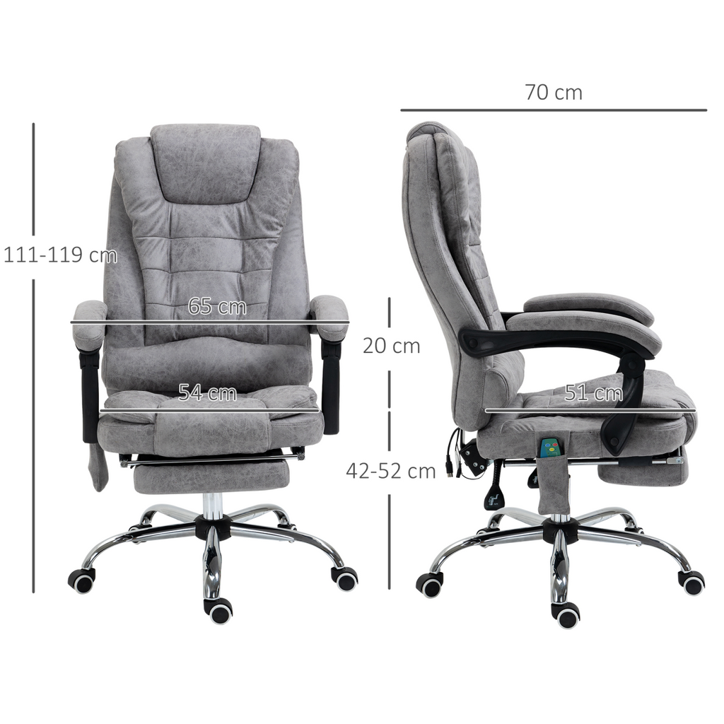 Vintage High Back Heated Massage Office Chair with 6 Vibration Points, Grey