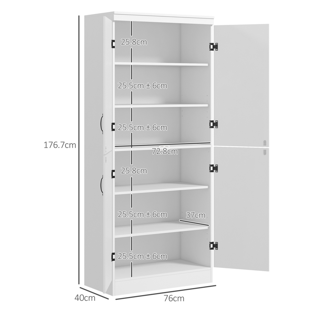 4-Door Kitchen Cabinet, ShelvesWhite