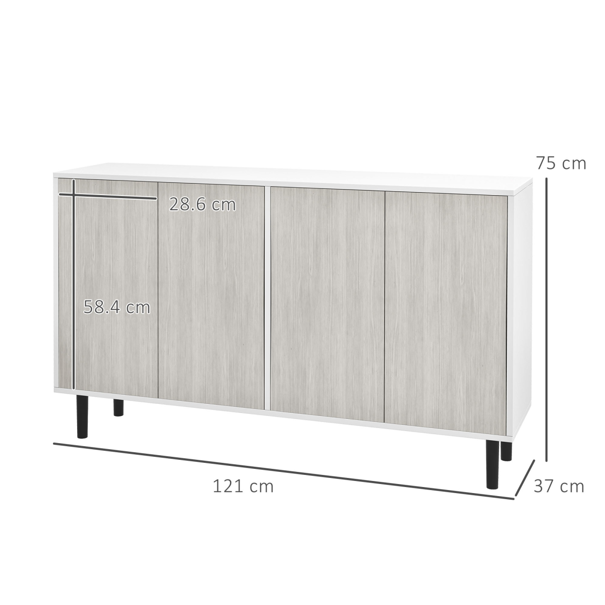 HOMCOM Sideboard Storage Cabinet for Living Room with Adjustable Shelves White