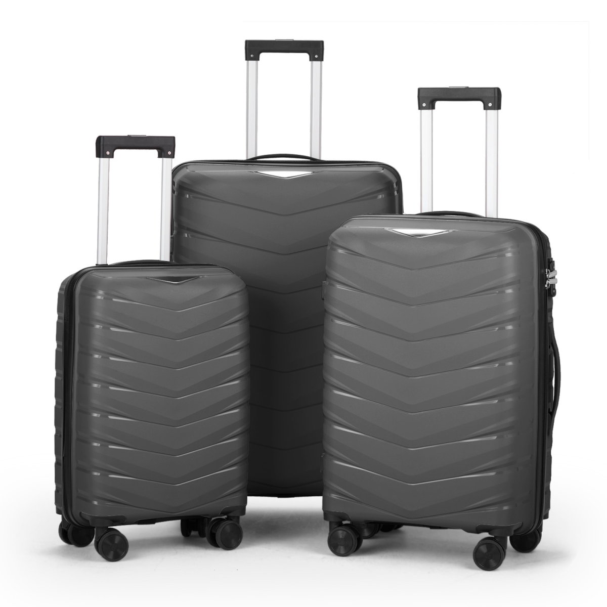 V-shaped stripe 3-in-1 PP trolley case 20in 24in 28in PP iron trolley classic