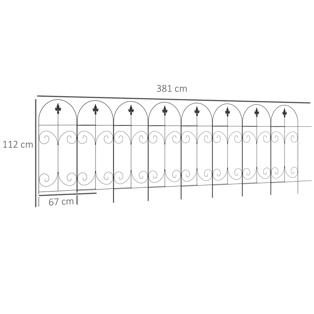 8PCs Garden Fencing Panels 44in x 12.5ft Flower Bed Border Edging Animal Barrier