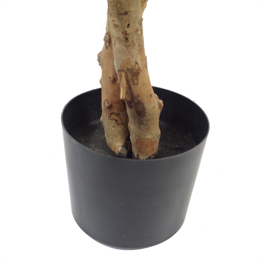 130cm Variegated White/Green Bushy Ficus Tree Silver Metal Planter