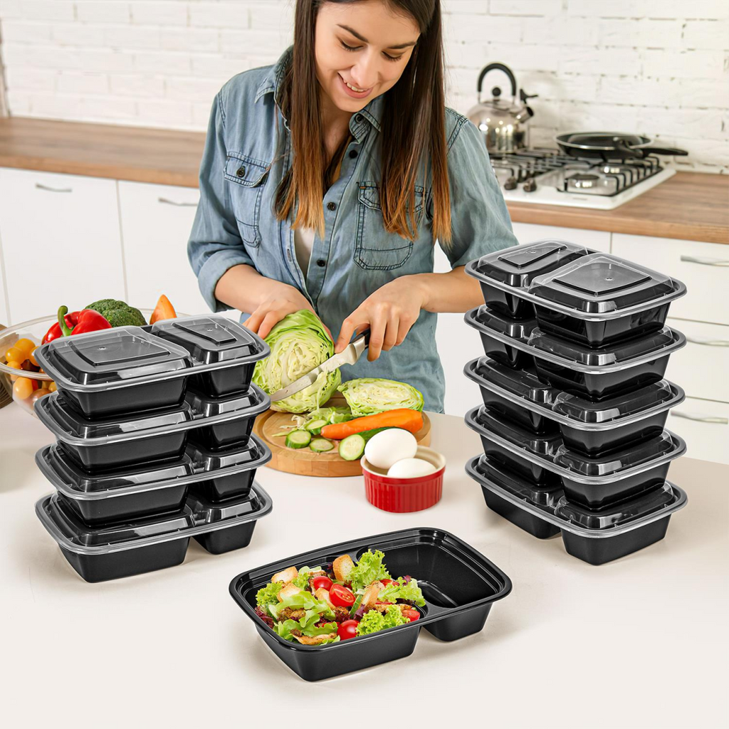 Vinsani 10pk 2 COMPARTMENTS MEAL PREP CONTAINERS