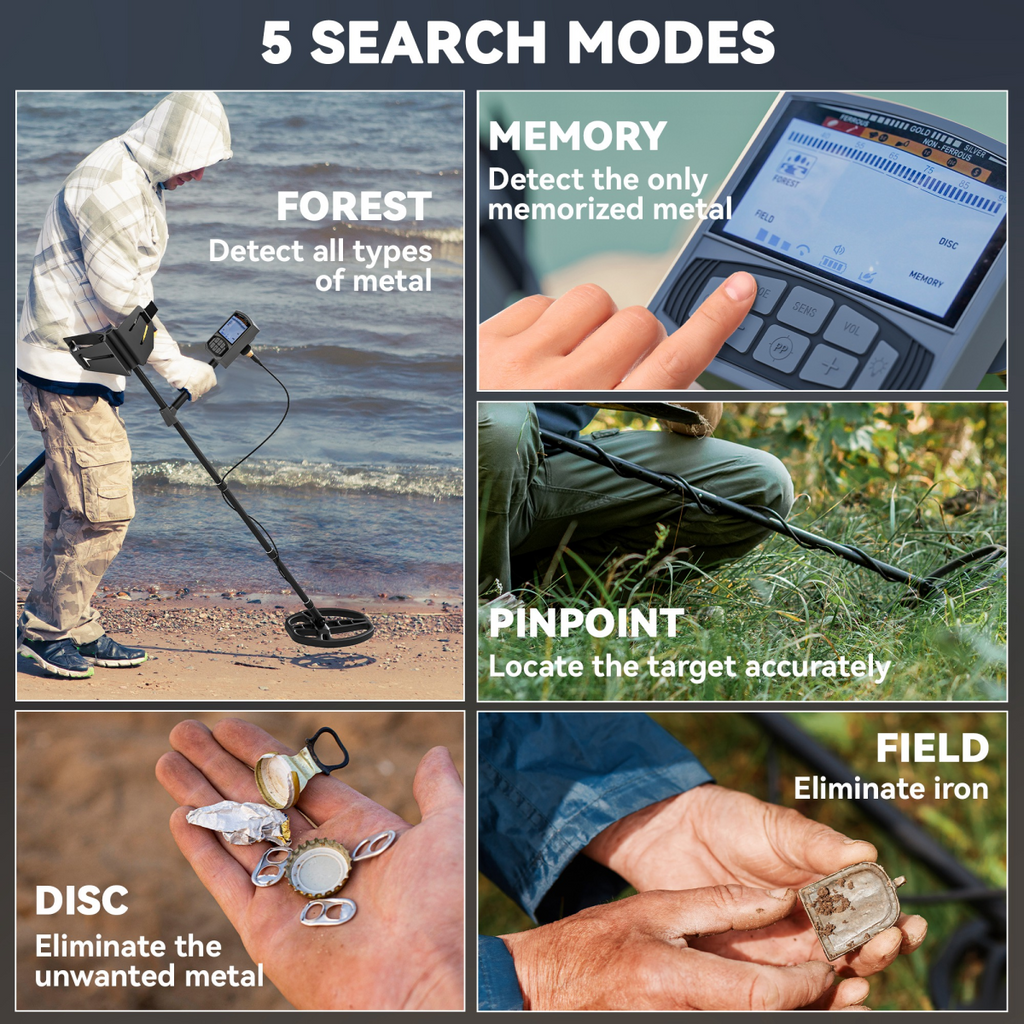 Outsunny Gold Metal Detector with DSP Chip and 5 Professional Modes