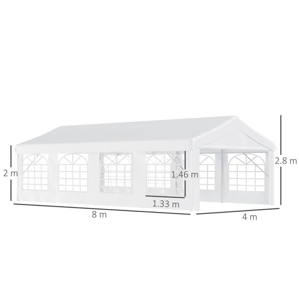 8m Gazebo Garden Marquee Canopy Party Carport Shelter White Outsunny
