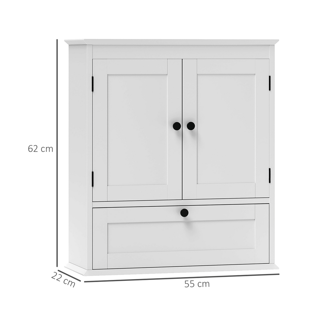 HOMCOM Bathroom Cabinet Wall Mounted with Adjustable Shelf, White