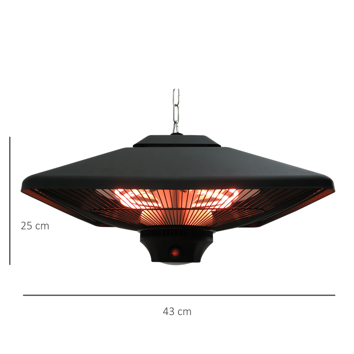 Outsunny 2kw Electric Heater LED Halogen Heating Hanging Light Outdoor Remote