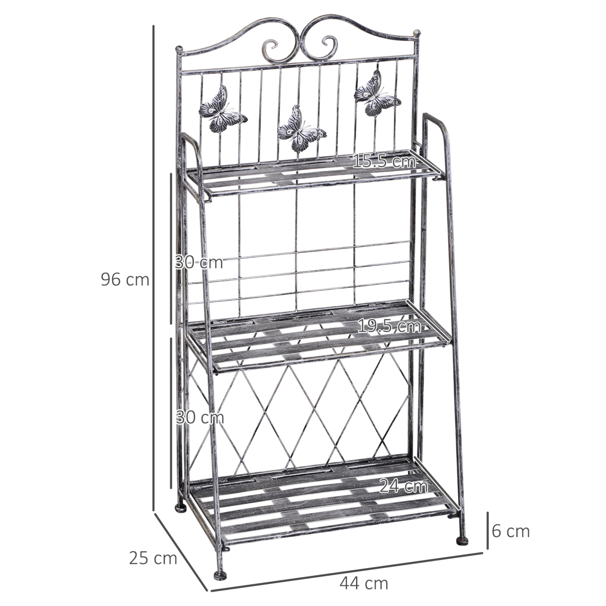 Outsunny 3-Tier Metal Folding Plant Stand Display Rack Bookshelf Unit Outdoor