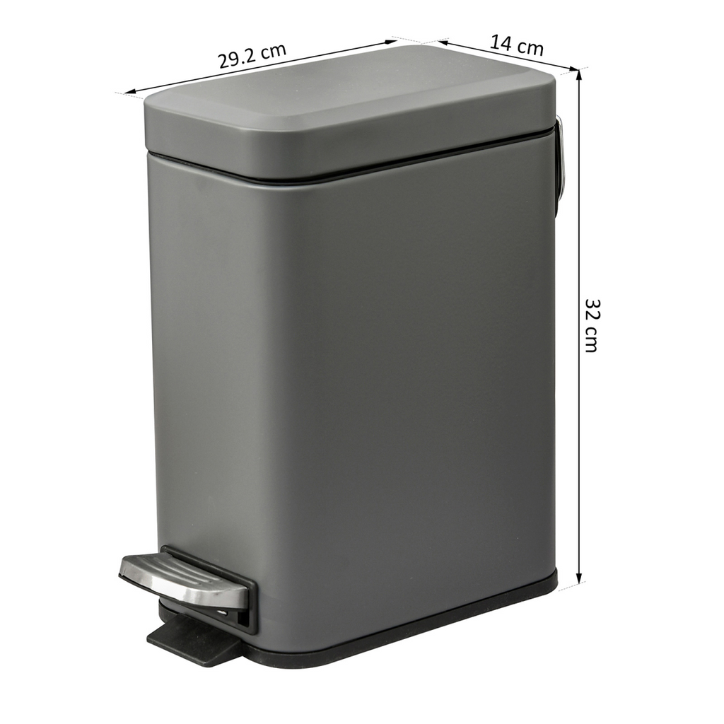 5L Steel Step Trash Can with Quiet-Closed Lid, Silent and Gentle Open
