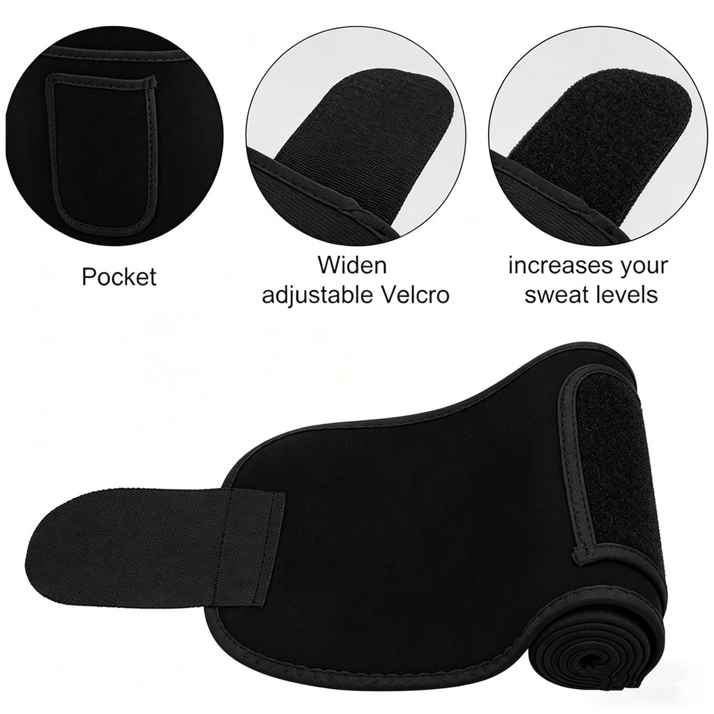 Waist Trimmer Belt Sport Workout Shaper Burner Slimming Belt with Phone Pocket Black
