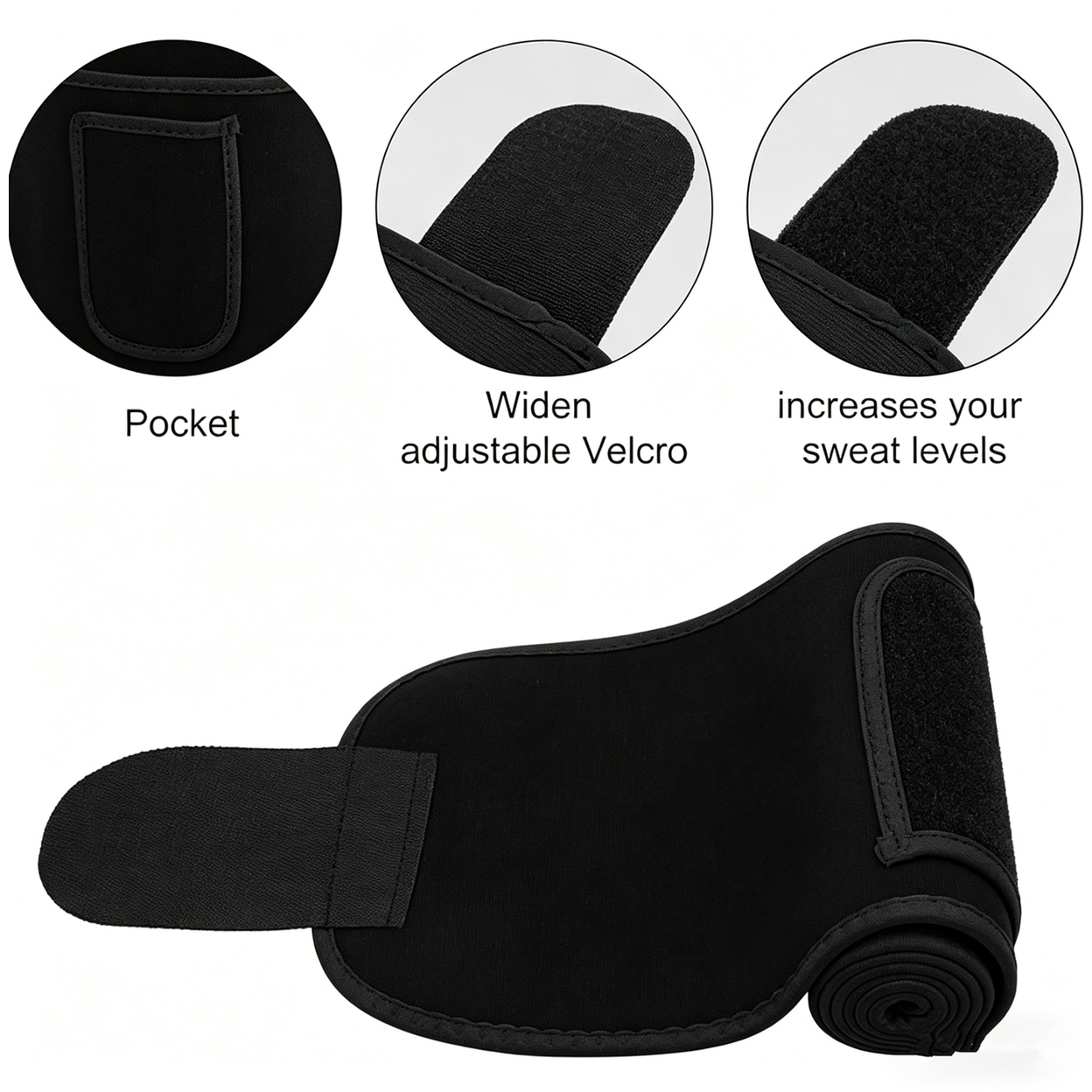Waist Trimmer Belt Sport Workout Shaper Burner Slimming Belt with Phone Pocket Black