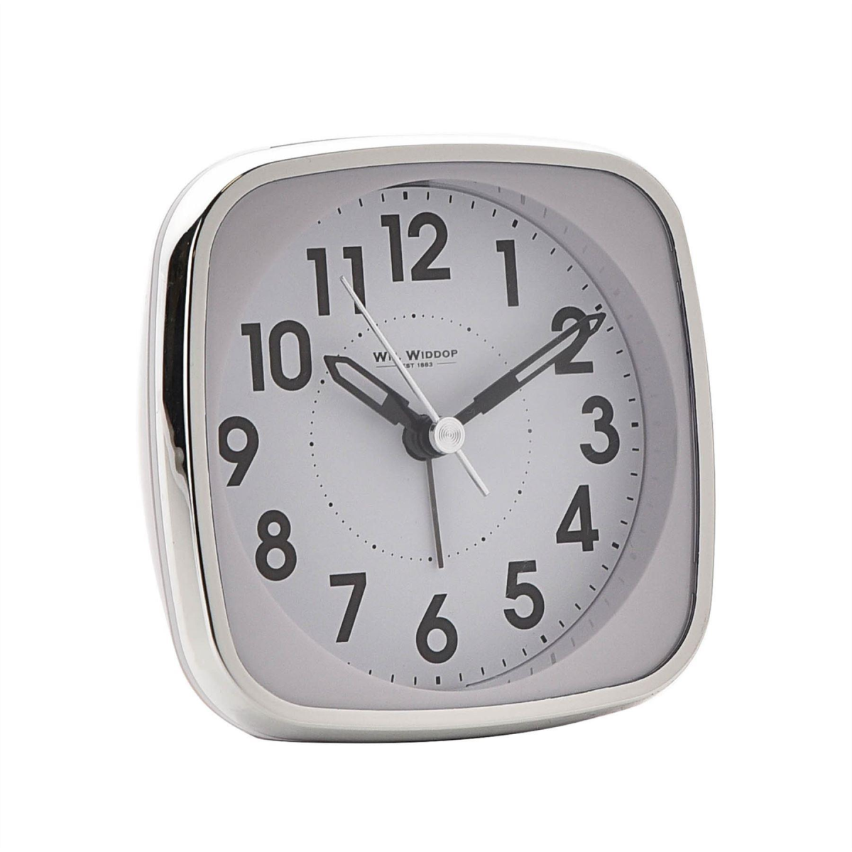 Wm Widdop Square Alarm Clock - Sweep/Light/Snooze - White