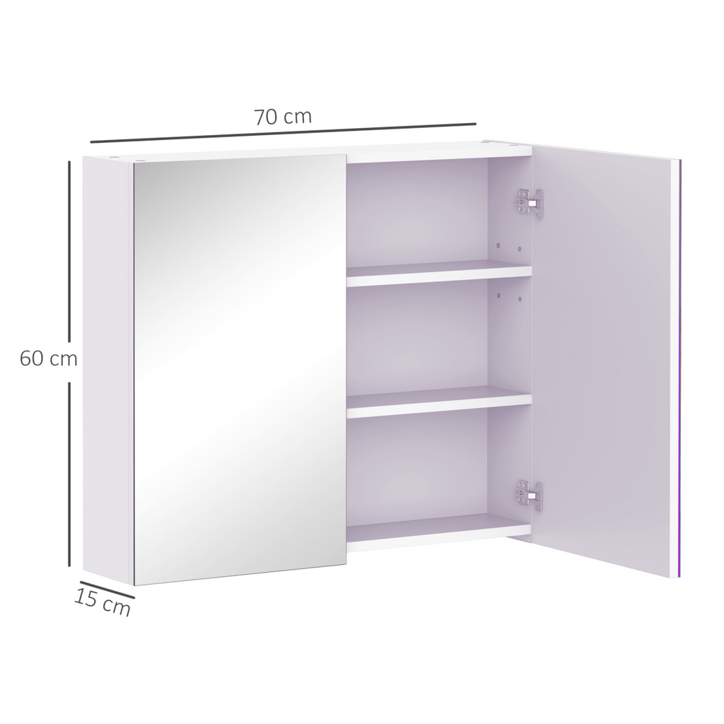 Wall Mounted Bathroom Mirror Storage Cabinet w/ Door Adjustable Shelf HOMCOM