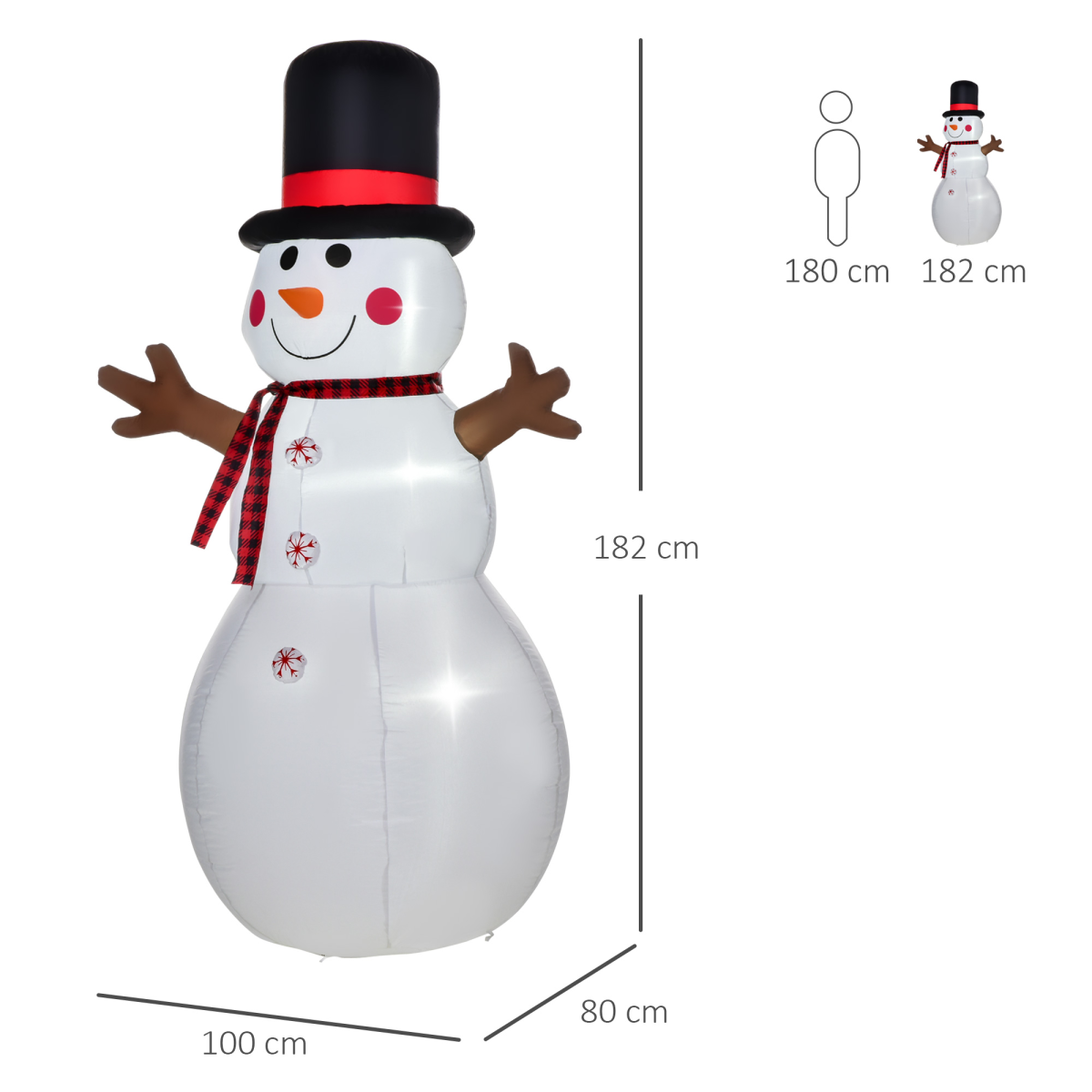 6ft Giant Inflatable Snowman Christmas Deco LED Lights Accessories Cute Family