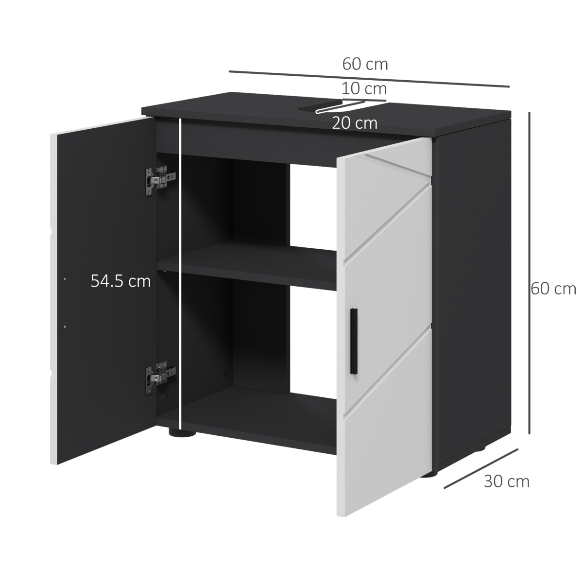 kleankin Bathroom Vanity Unit, Under Sink Cabinet with Shelf, Light Grey