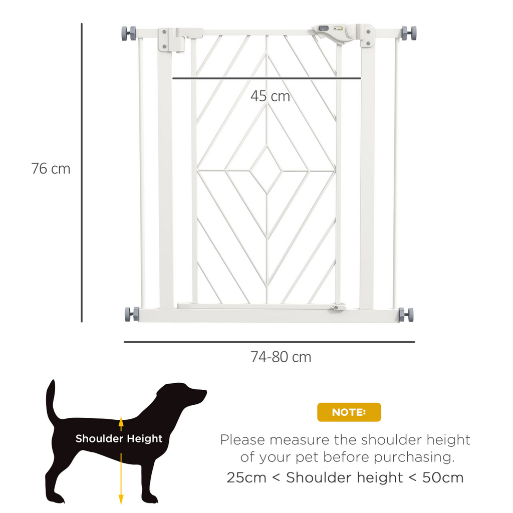 Pressure Fit Safety Gate with Auto Closing Door, Double Locking, Openings 74-80cm