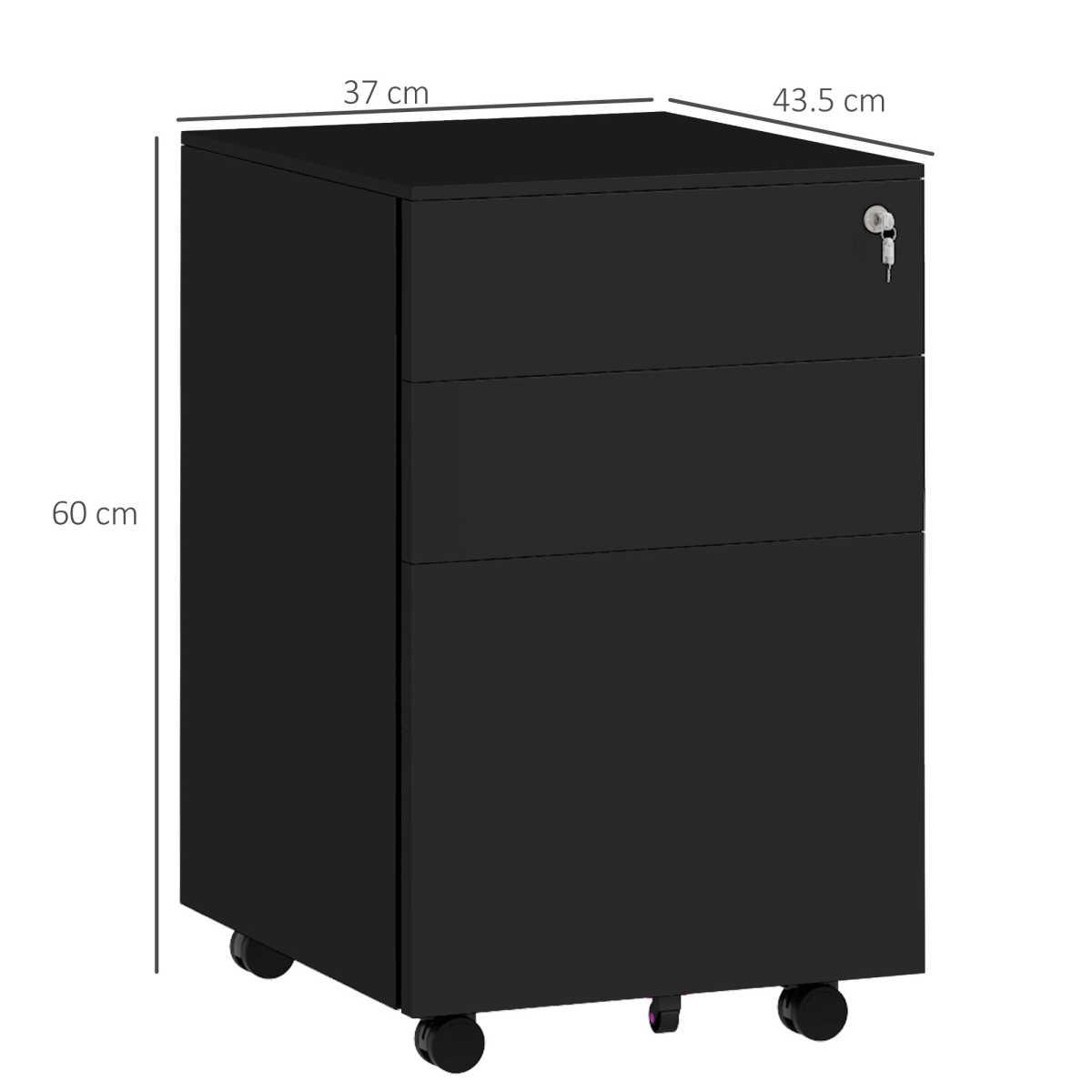 Vinsetto Steel File Cabinet with Lock Hanging Bar for Letter A4 Legal Size Black