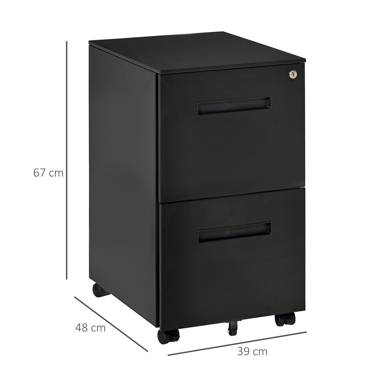 Mobile Lockable File Cabinet w/ Adjustable Hanging File Folder Black Vinsetto
