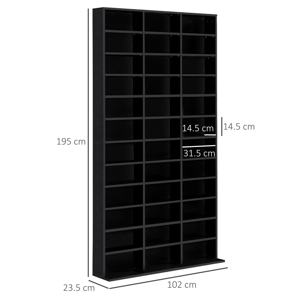 HOMCOM CD DVD Media Storage Shelves Display Shelf Racks Wooden Frame Black