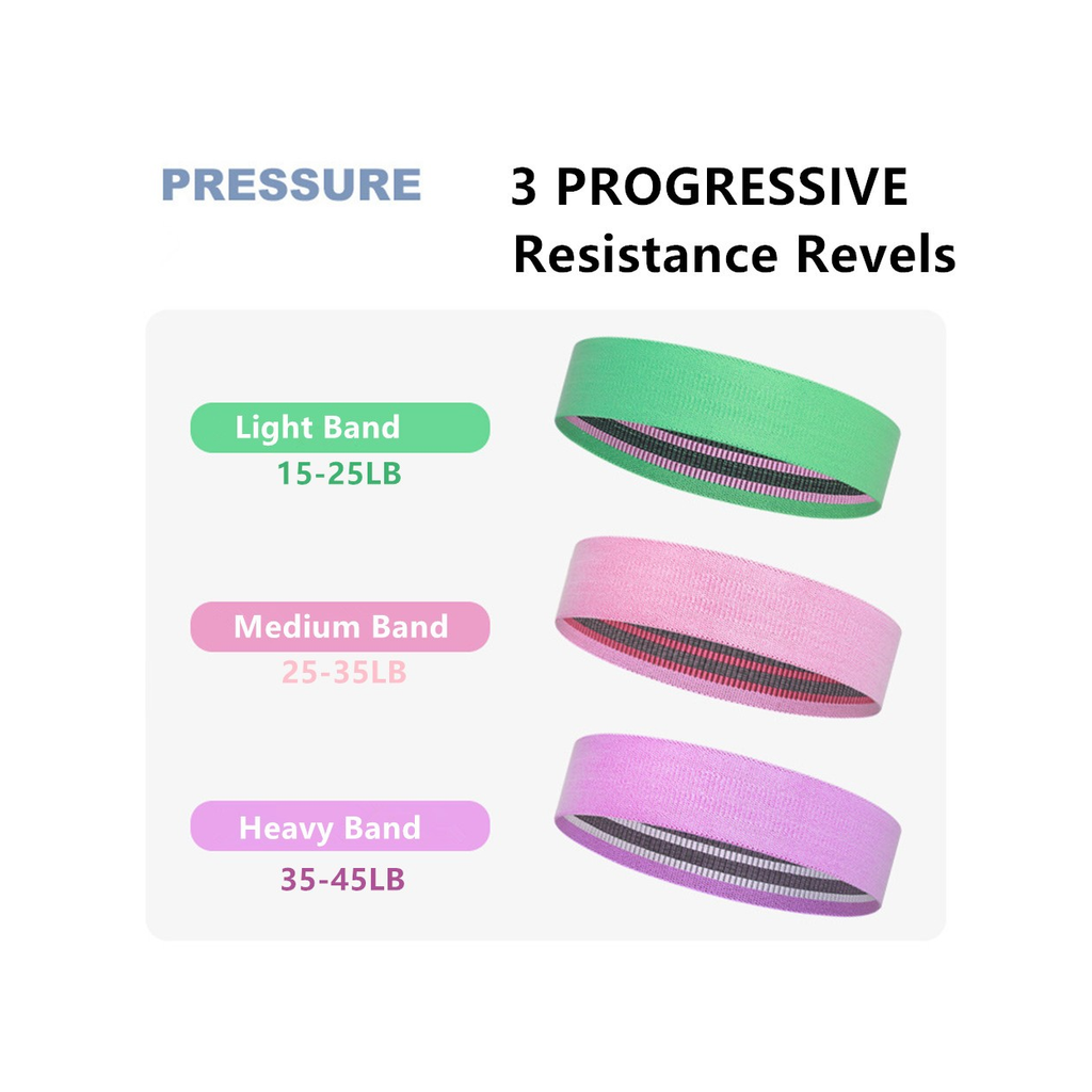 Set of 3 Resistance Exercise Loop Bands Fitness Home Gym Yoga Glutes Trainer