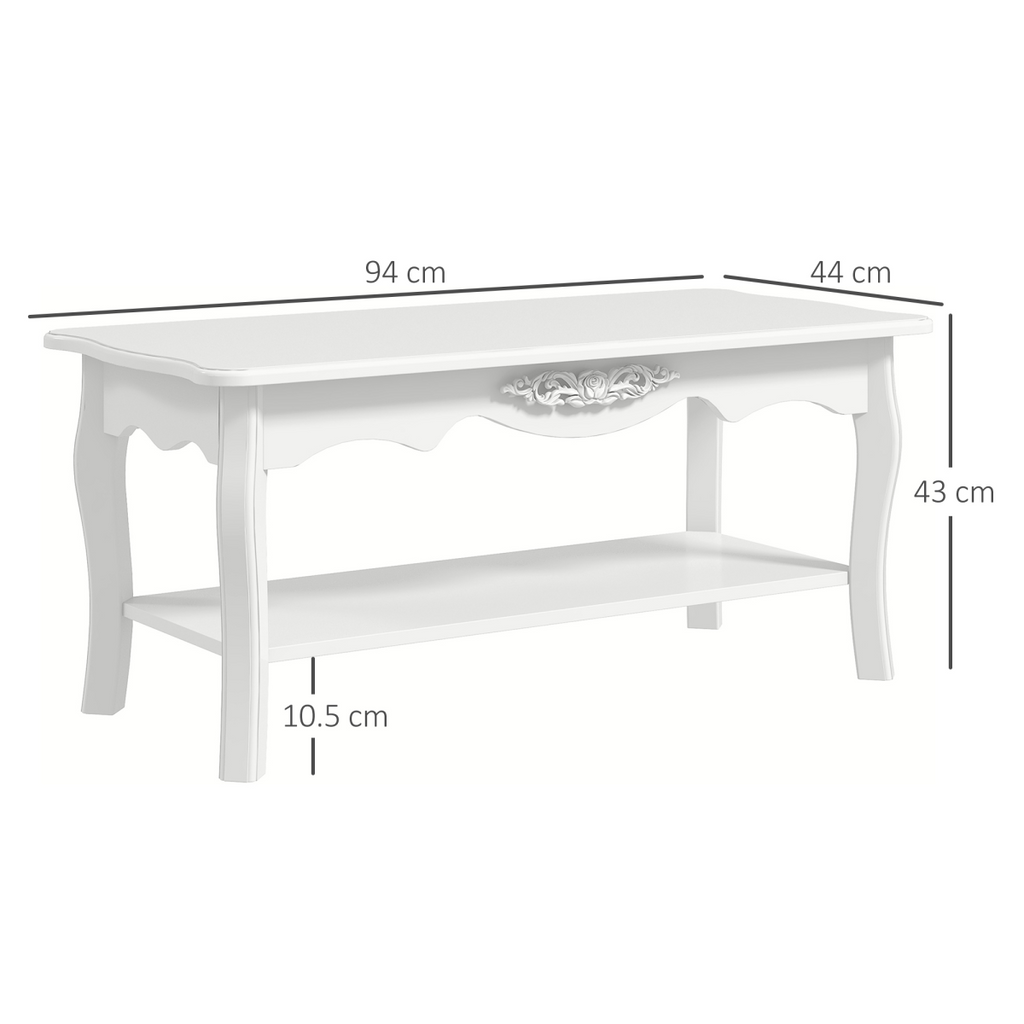 Coffee Table, 94Lx44Wx42H cm-White