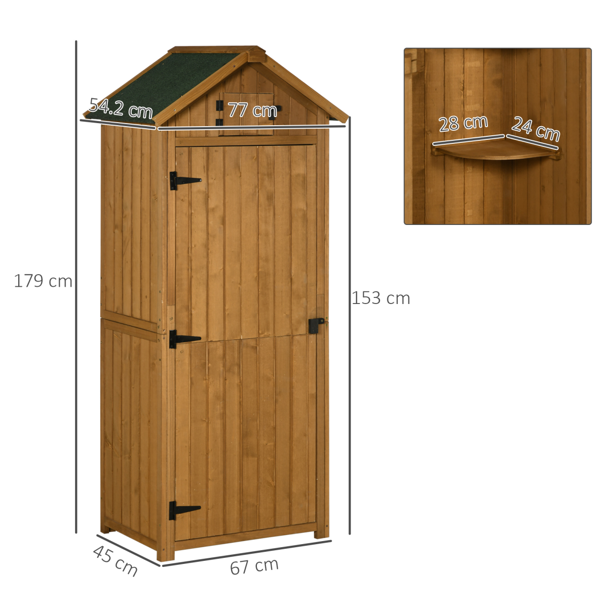Garden Shed Utility 3 Shelves Wood Outdoor  77 x 54.2 x 179cm - Brown