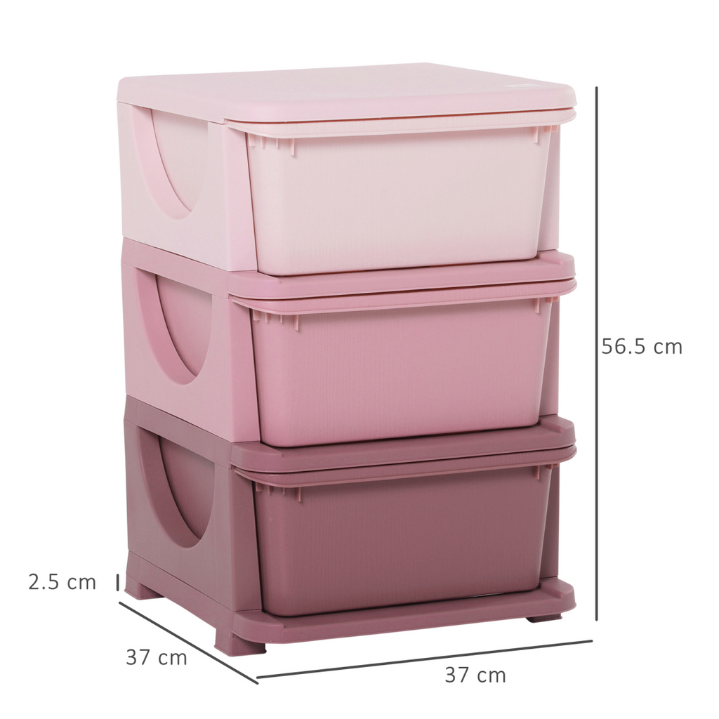 HOMCOM Kids Storage Units with Drawers 3 Tier Chest Vertical Dresser Tower