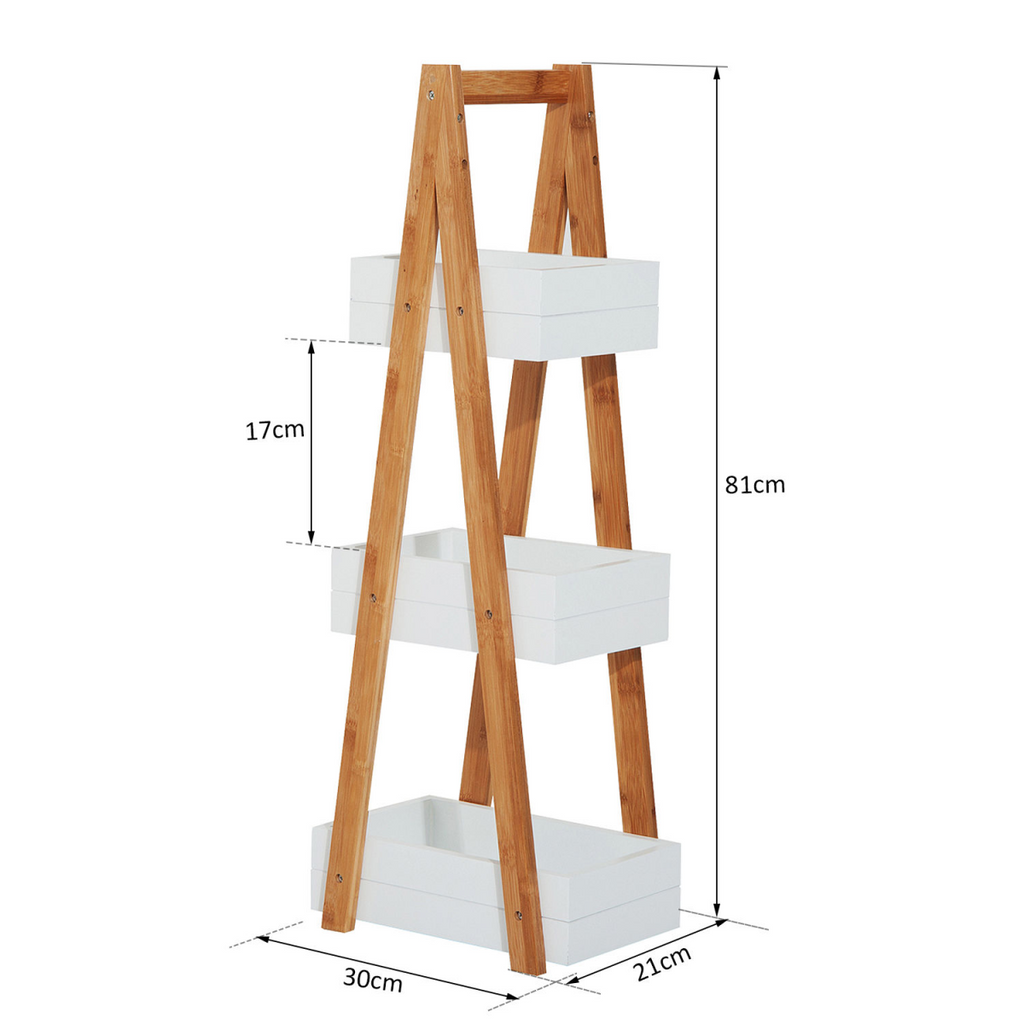 Bathroom A-Shape Rack, 3-Tier-Bamboo
