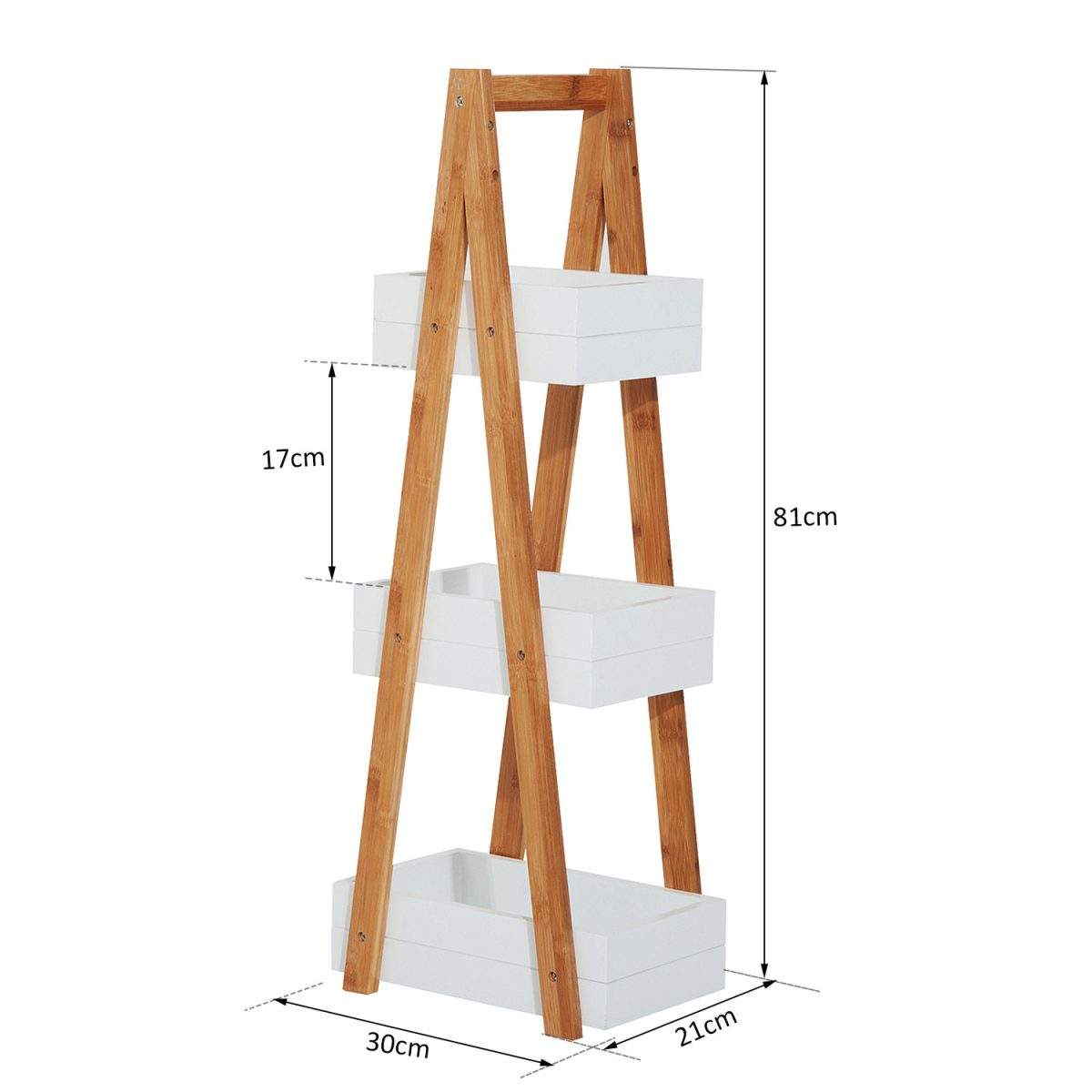 Bathroom A-Shape Rack, 3-Tier-Bamboo