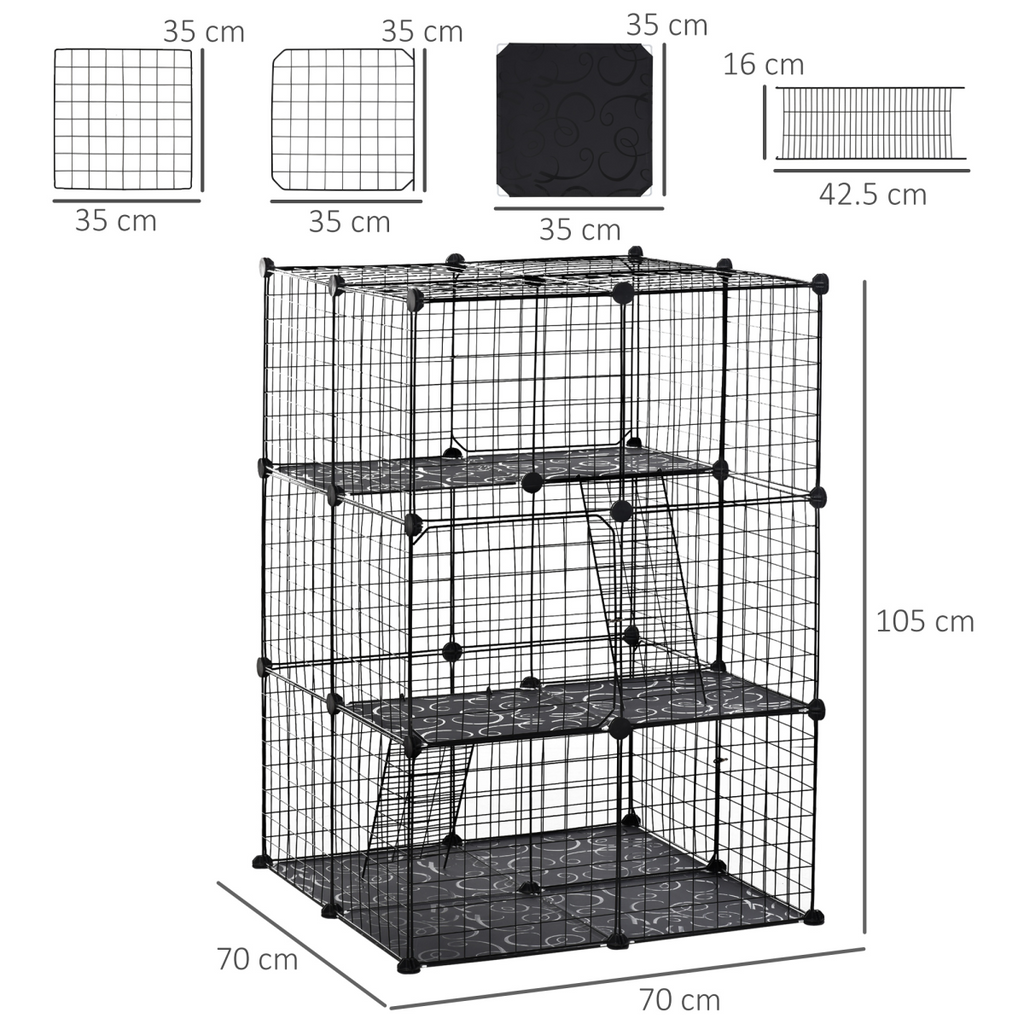 Pet Playpen DIY Small Animal Cage w/ Doors Ramps for Kitten Bunny Chinchilla