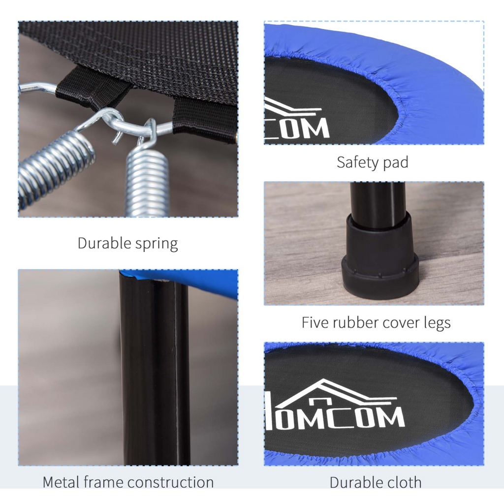 HOMCOM Φ81cm Fitness Trampoline Exercise, Max Load 100 KG, Blue Black