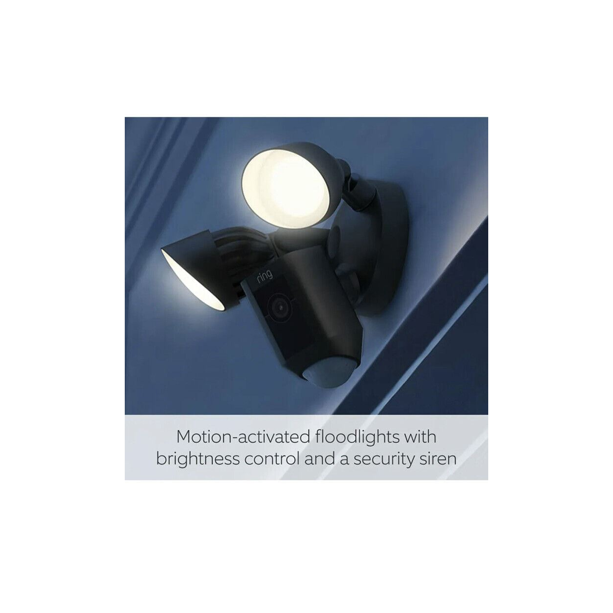 Ring Floodlight Cam Wired Plus Outdoor Security Camera 1080p HD Video Black
