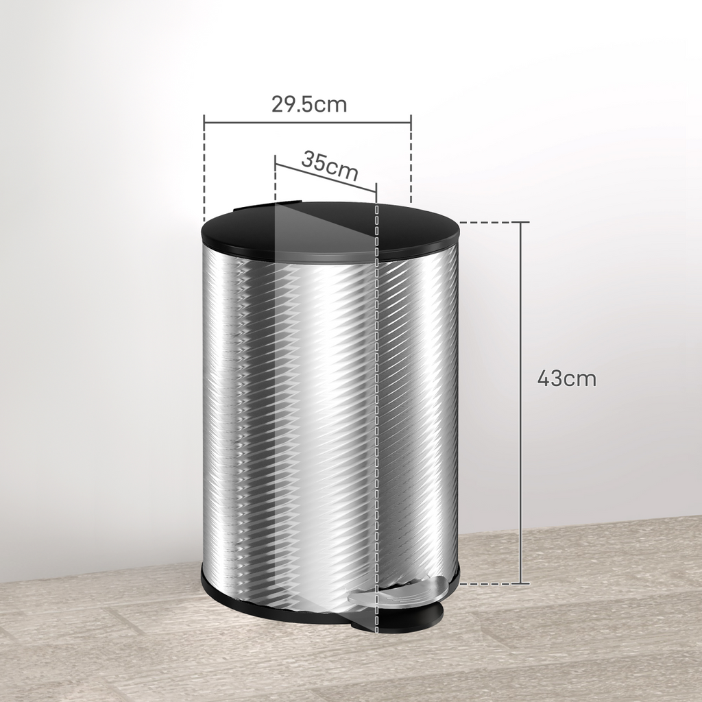 HOMCOM 20L Kitchen Pedal Bin, Stainless Steel Bin with Soft-close Lid, Silver